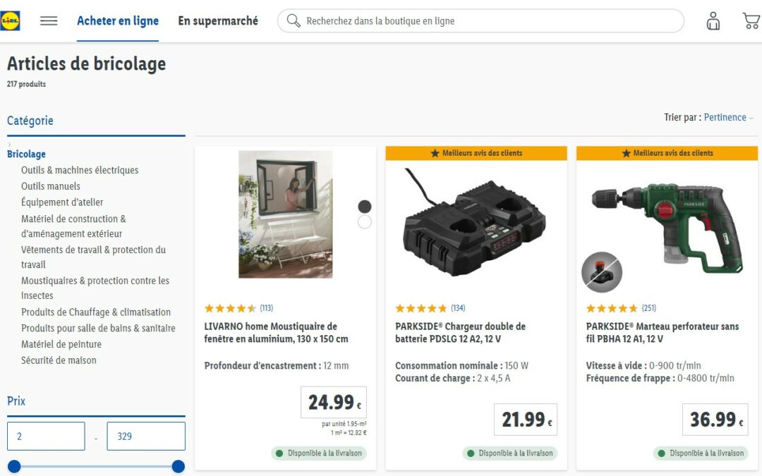 Lidl, le supermarché discount qui propose une large sélection de produits de bricolage